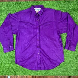 Vtg Wrangler Western Shirt XL Womens 90s Painted Desert Purple Button Up Retro